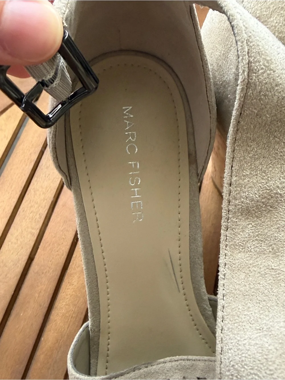 Marc Fisher Tan Suede Wedge Sandals with Cork Platform Size 9
